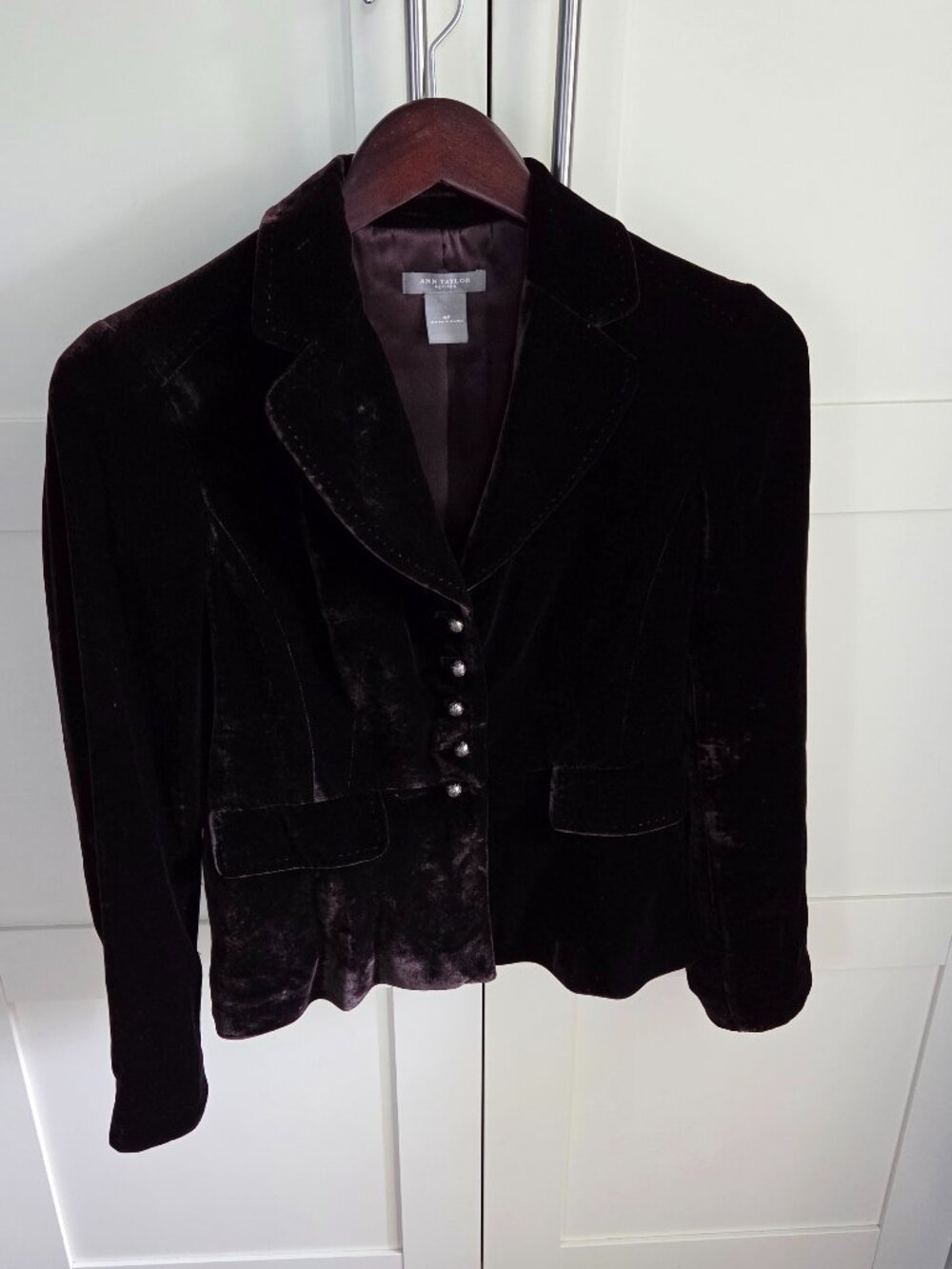 Ann Taylor Velvet Blazer Button Front Chocolate Brown Ann Taylor Size 4P